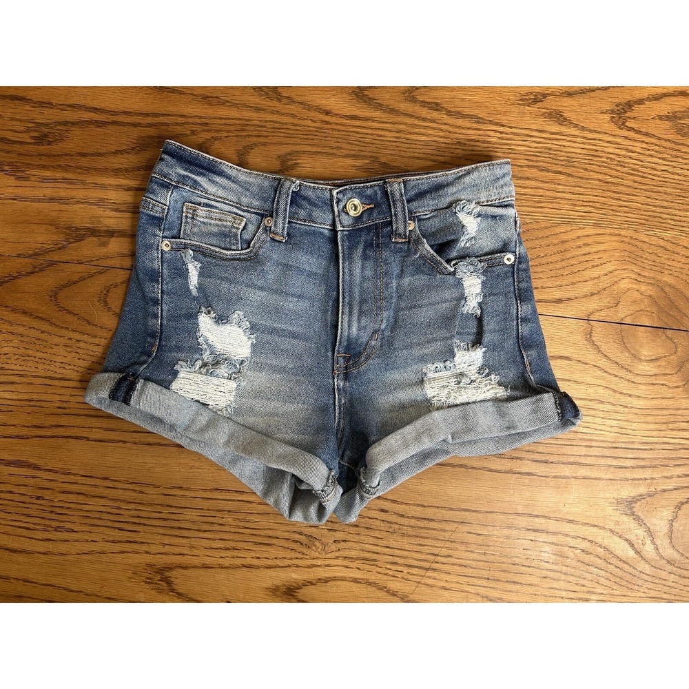 Celebrity Pink Womens Shorts Denim Short Size 5/27  Pocket Distressed Zip